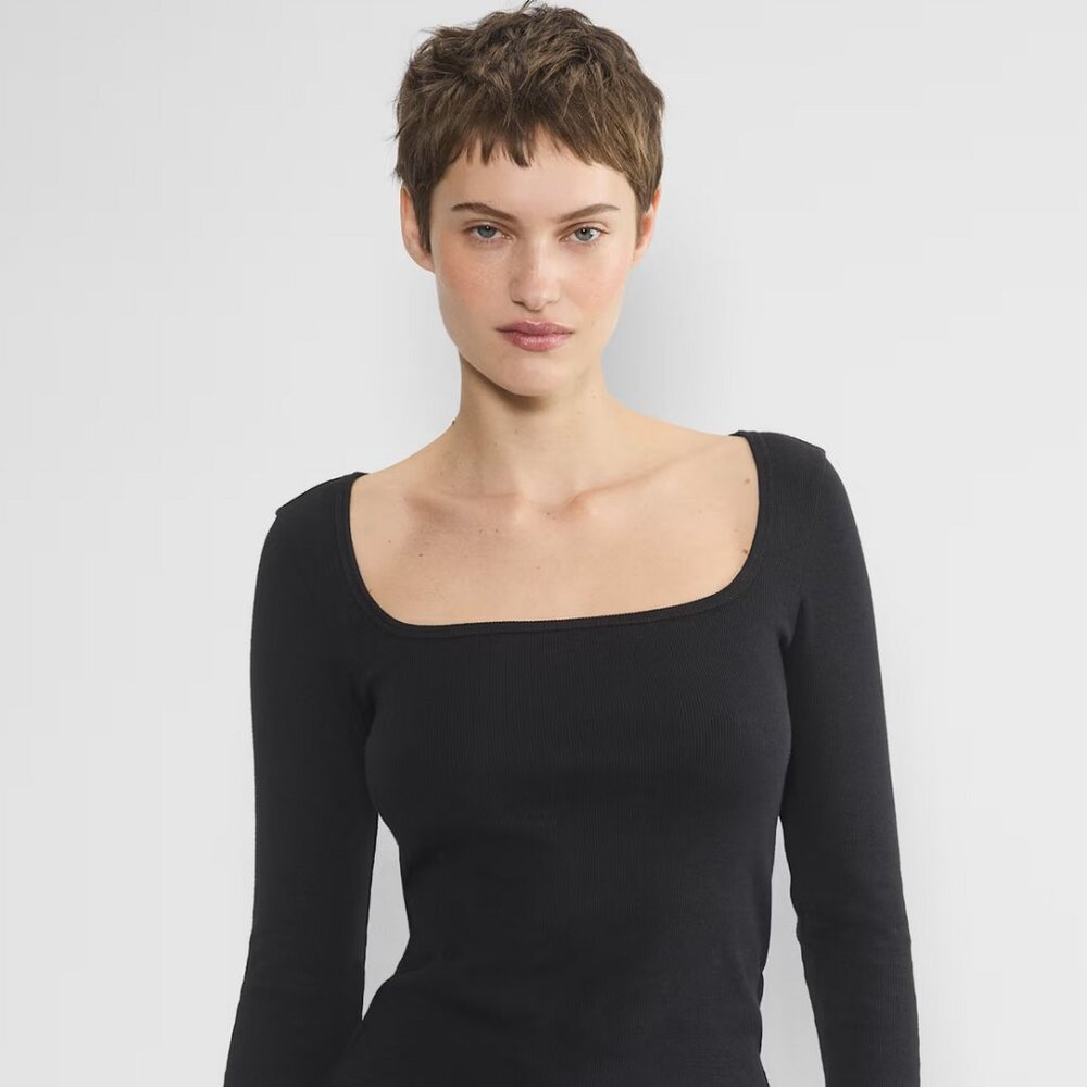 Aritziq HomeStretch Rib Squareneck Longsleeve Size Mediu